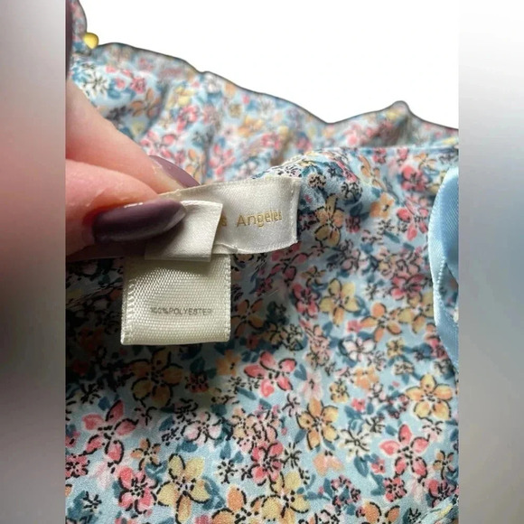 Monteau Los Angeles Floral Ruffle Sleeve Knot Front Mini Dress Size Large - Picture 5 of 6